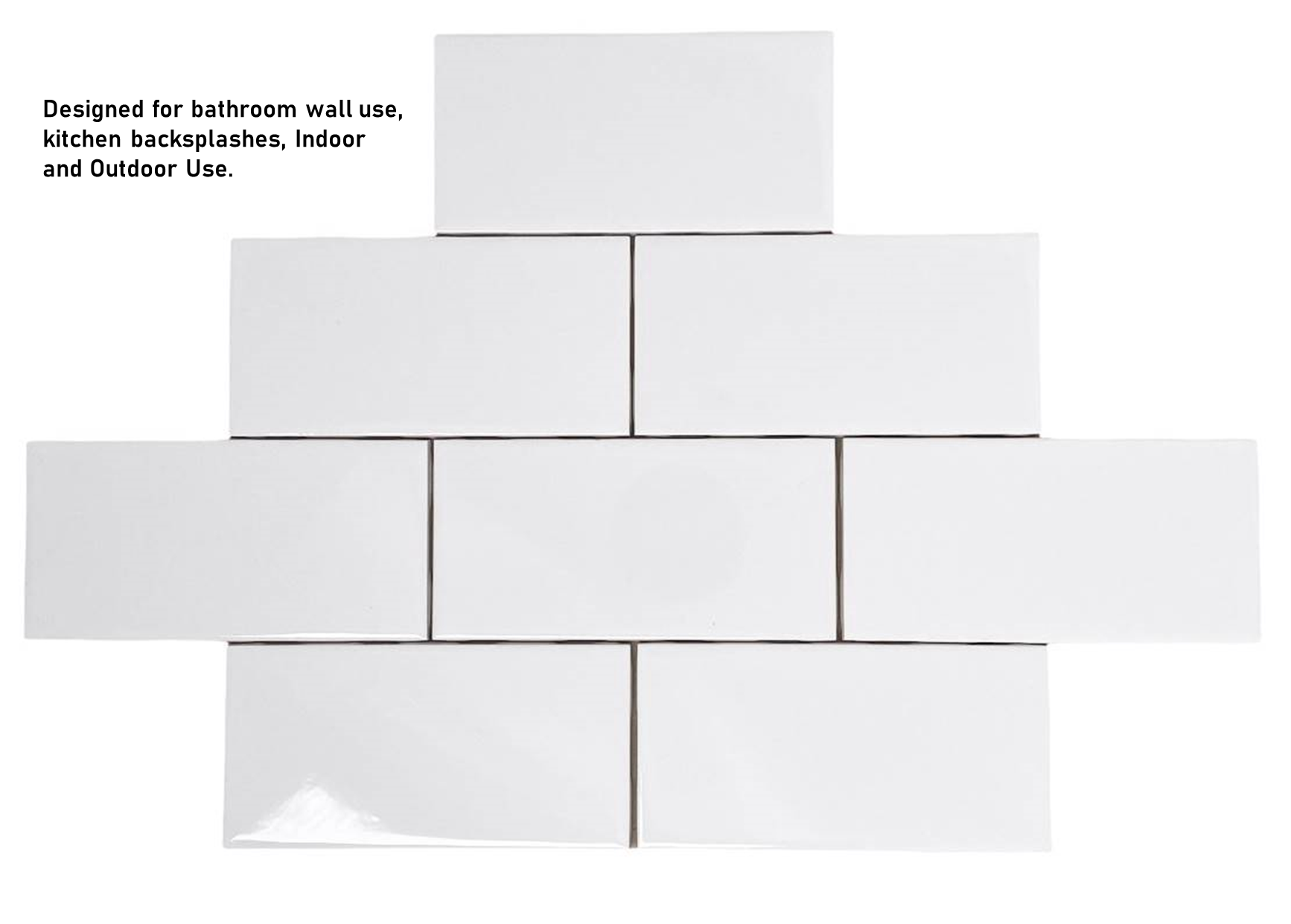 Tenedos 3x6 White Ceramic Bright Glossy Subway Wall Tile (80 pieces - Box of 10 sq.ft.) for Kitchen Bathroom Shower Backsplash