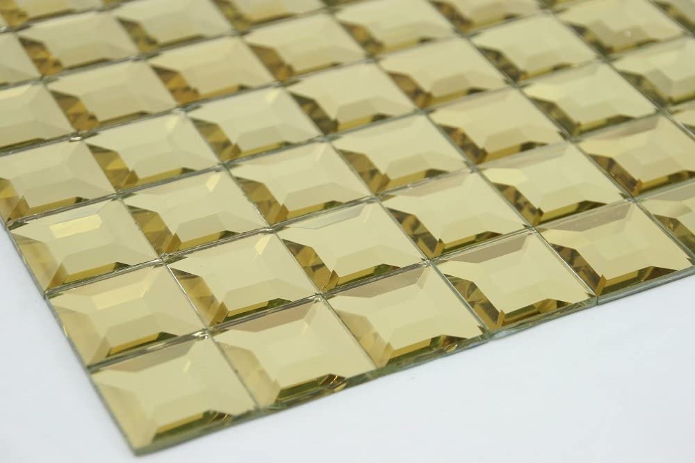 Golden Pyramid - 1"x1" Golden Pyramid Glass Tile - Tenedos