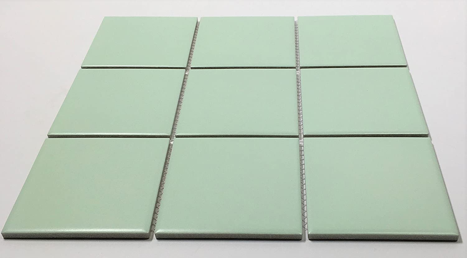 Porcelain 3-3/4 in. x 3-3/4 in. Matte Mesh-Mounted Mosaic for Backsplash, Bathroom Floor & Wall Tiles (11 pcs/case) (Vintage Green)(11 Sheets)