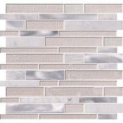 MSI White Wave Interlocking 12 in. x 12 in. x 4mm Glass/Stone/Metal Mesh-Mounted Mosaic Tile