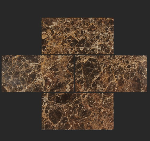 Dark  Emperador  3"x6" Subway Spanish Marble Polished