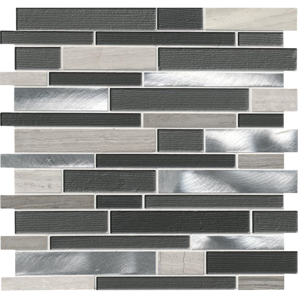 MSI Urban Loft Interlocking 12 in. x 12 in. x 4mm Glass Stone and Metal Mesh-Mounted Mosaic Tile  - Tenedos