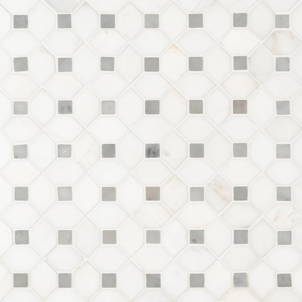 MS International Bianco Dolomite Dotty  Polished Marble Mesh-Mounted Mosaic Tile