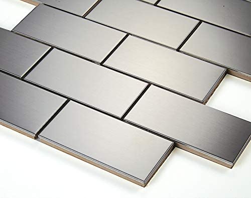 Stainless Steel 2x4 Metal Wall Brick Mosaic Tile for Kitchen backsplash, Bathroom Tile, Accent Wall