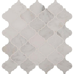 MS International Greecian White Arabesque Polished Marble Mesh-Mounted Mosaic Floor and Wall Tile - Tenedos