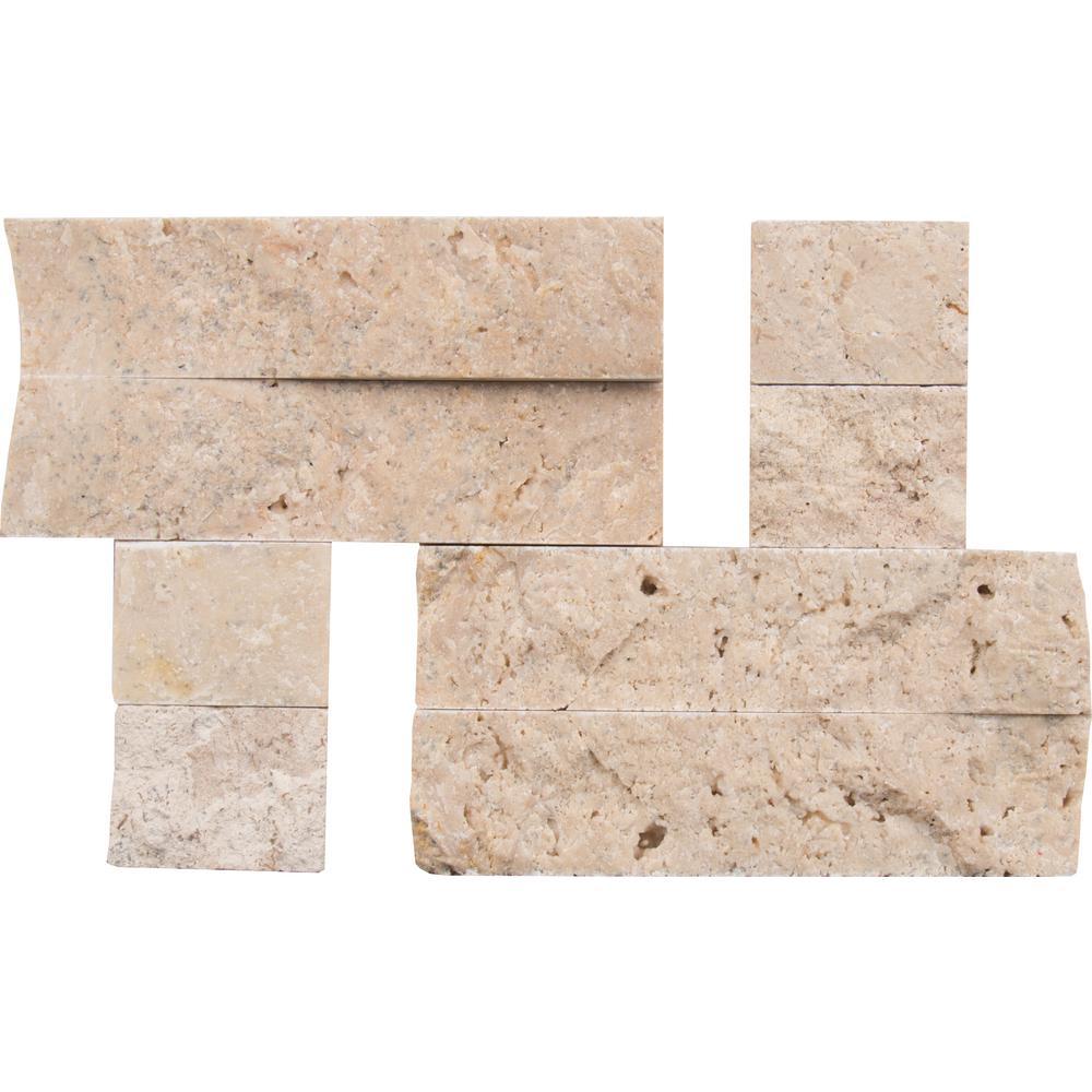 MS International Roman Beige Ledger Corner 6 in. x 6 in. x 6 in. Natural Travertine Wall Tile (6 pieces / case)