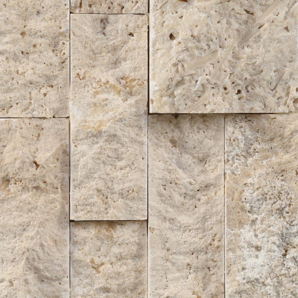 MS International Roman Beige Ledger Panel 6 in. x 24 in. Natural Travertine Wall Tile for Accent Walls Kitchen Backsplash Fireplace