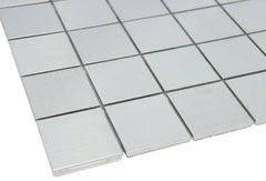 Matte Silver Stainless Steel Metallic Square 2x2 Mosaic Wall Tiles for Bathroom and Kitchen Walls Kitchen Backsplashes