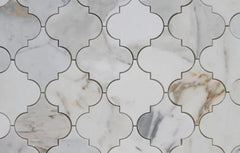 Calacatta Gold Marble Arabesque Lantern Marble Mosaic Floor and Wall Tile for Kitchen Backsplash, Wall Tile for Bathroom, Shower Wall Tile, Accent Wall, Fireplace Surround