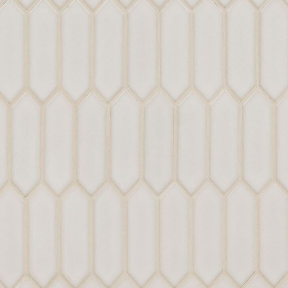 Beige Hues Elongated Hexagon Picket Vintage Look Ceramic Wall Mosaic Tile for Bathroom Shower, Kitchen Backsplashes, Artistic Insets, Accent Wall