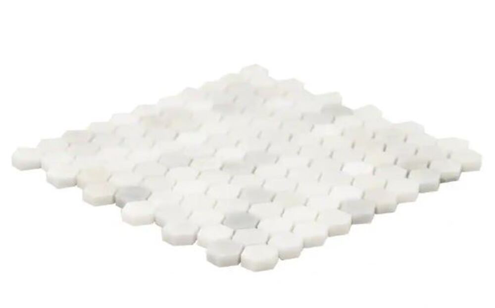 White Creamy Brownish Champagne Hexagon 1 in. Marble Floor Wall Tile Polished for Kitchen Backsplash, Bathroom Shower, Fireplace, Accent decor (Box of 10 Sheets)