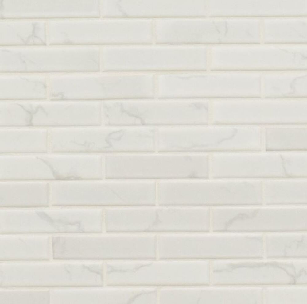 Tenedos 1x4 Andalusian Carrara White Greyish Marble Look Matte Porcelain Wall Tile