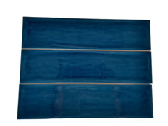 3x12 Handmade Zafiro Blue Ceramic Subway Wall Tile Glossy Finish for Kitchen and Bath Backsplash, Made in Italy