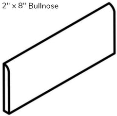 White Gloss Finish 2x8 inch Ceramic Bullnose Subway Wall Trim Tile (Box of 5 Pieces)