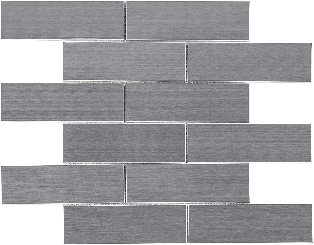 2X6 Stainless Steel Brick Metallic Subway Mosaic Wall Tile for Kitchen Backsplash, Bathroom Shower, Accent Decor