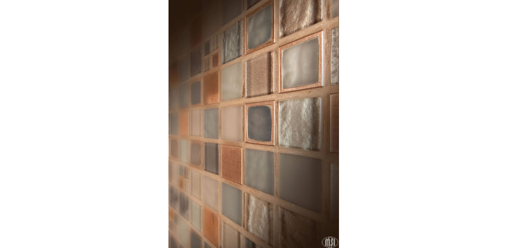 MSI Manhattan Mounted Blend Random Sized Brownish Glass and Metal Mesh Glossy Mosaic Wall Tile