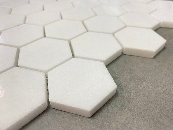 Bianco Pearl 2 inch Hexagon Polished Marble Mosaic Tile