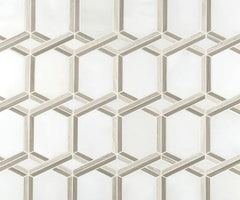 Pedemonte White Athens Grey Hexagonal Pattern Marble Floor and Wall Mosaic Tile for Bathroom Shower, Kitchen Backsplash, Accent decor, Fireplace Surround