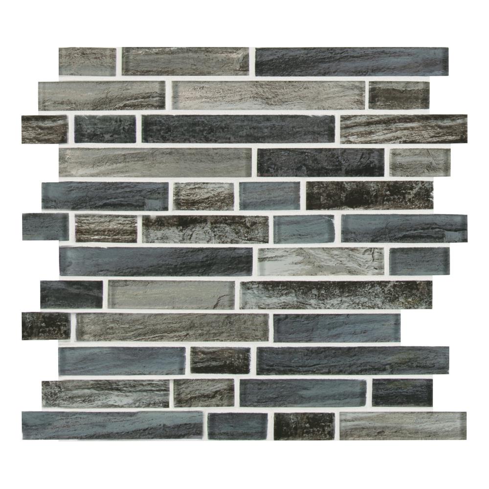 MSI Grigio Lagoon 11.81 inch x 11.81 inch Interlocking Glass Tile for Kitchen Backsplash, Wall Tile for Bathroom, Shower Wall Tile, Mesh Mounted Mosaic Tile