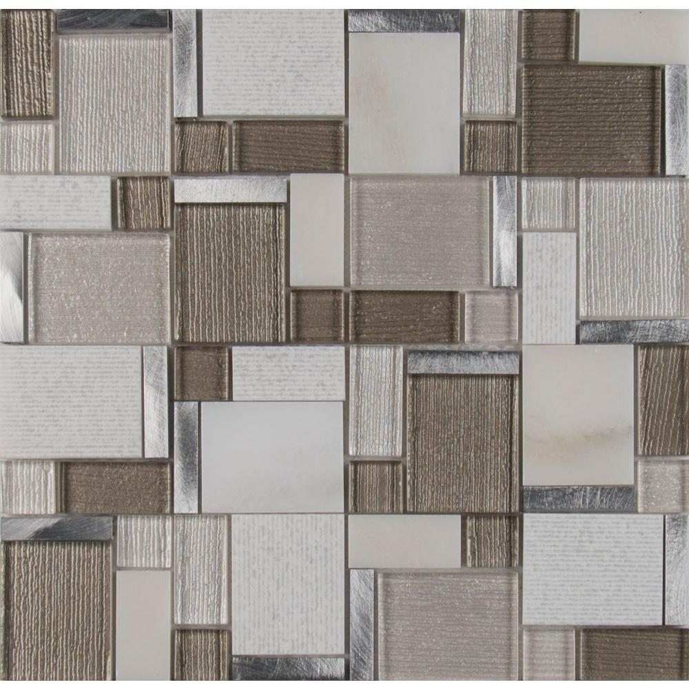 MSI Magica 12 in. x 12 in. x 6mm Glass and Stone Mesh-Mounted Mosaic Tile