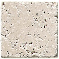 Light, Ivory, White, Chiaro Tumbled Travertine 4"x4"