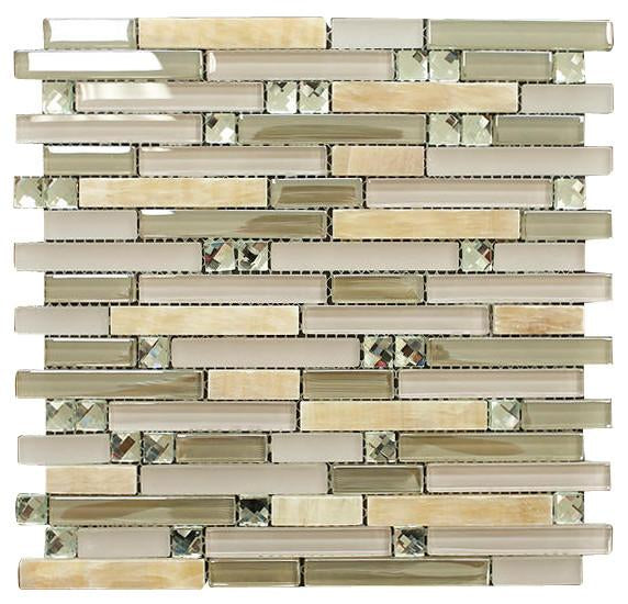 Pinky Wheat Luxury Diamond Glass Mosaic Tiles - Tenedos
