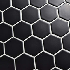 Black 2 Inch Hexagon Mosaic matte Wall Floor Tile, 10 pieces (10 Sqft)