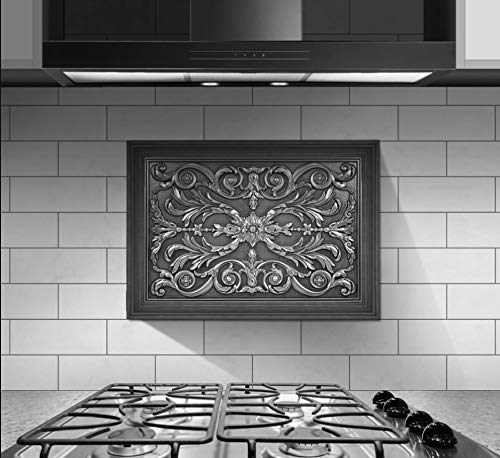 Kitchen Backsplash Premium Antique Nickel Metal Resin Mural Medallion Hand Made Textured Tile - Tenedos