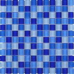 Square Multi Shade Glass Mosaic Tile for Kitchen Backsplashes, Bathroom Walls, Spa, Pool (Sky Blue)