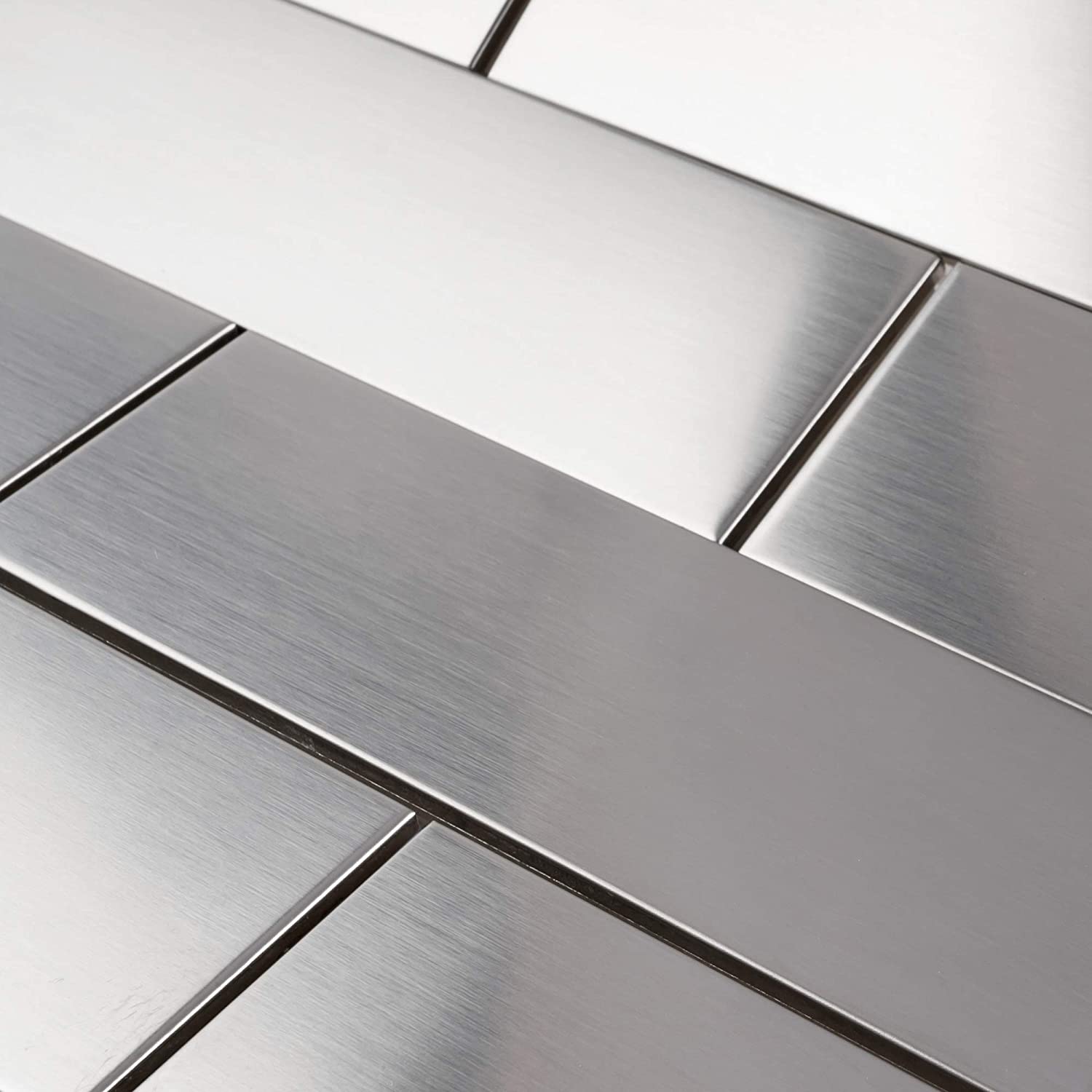 2X6 Stainless Steel Brick Metallic Subway Mosaic Wall Tile for Kitchen Backsplash, Bathroom Shower, Accent Decor