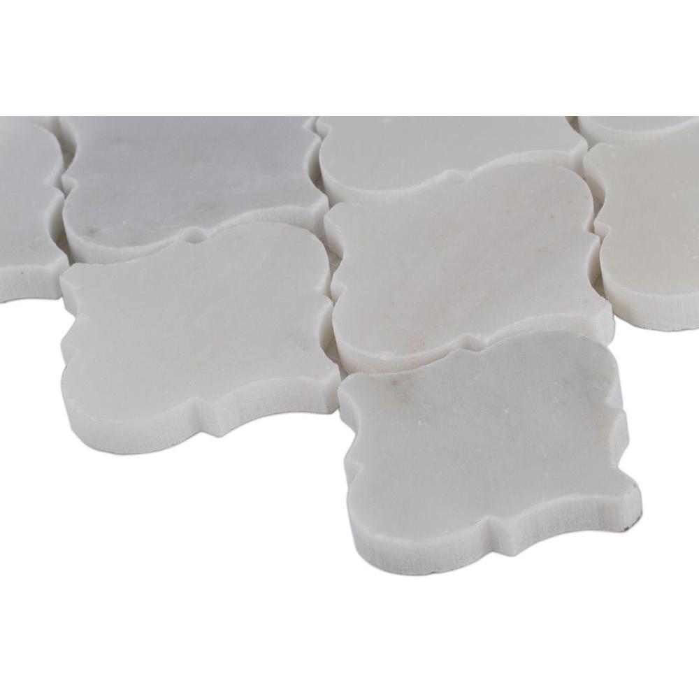 MS International Greecian White Arabesque Polished Marble Mesh-Mounted Mosaic Floor and Wall Tile - Tenedos