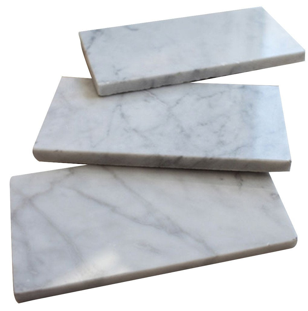 Carrara Marble Italian White Bianco 3x6 Marble Subway Floor and Wall Tile Polished for Kitchen Backsplash, Bathroom Wall, Fireplace Surround