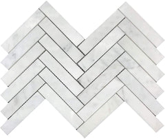 Carrara Marble 1x6 Long Herringbone Mosaic Tile Polished for Kitchen Backsplash Wall Bathroom Flooring Shower