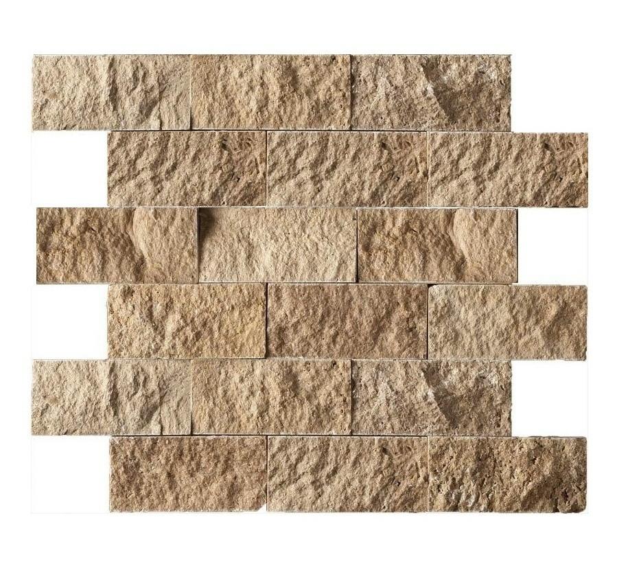 Noce 2x4 Travertine Split Faced Wall Mosaic Tile