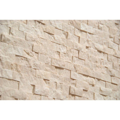 Roman Light Travertine 1X2 Marble Split-Faced Mosaic Tile ( on 12" x 12" Mesh)