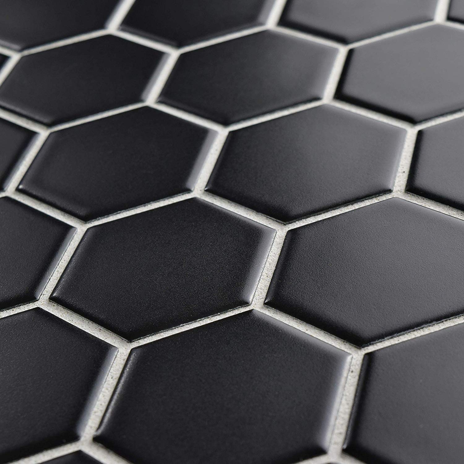 Black 2 Inch Hexagon Mosaic matte Wall Floor Tile, 10 pieces (10 Sqft)