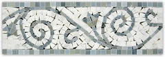 Carrara Marble Italian White Bianco Carrera Flower Mosaic Border Tile Polished (Grey) - Tenedos