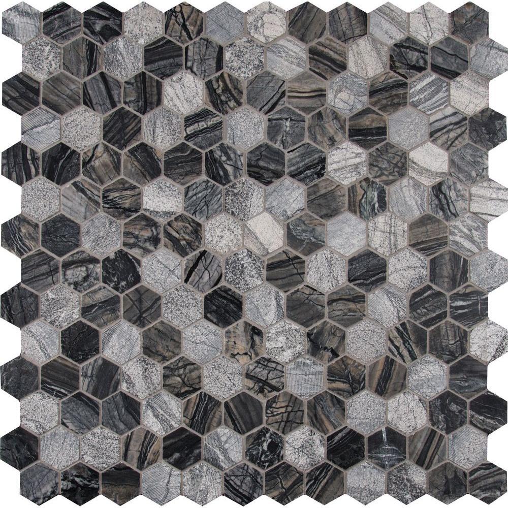 MS International Henley Hexagon 12 in. x 12 in. x 10 mm Natural Marble Mesh-Mounted Mosaic Floor Wall Tile