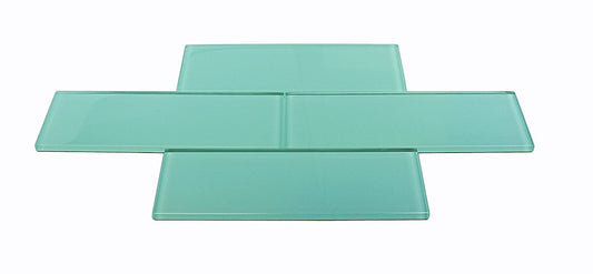 3x9 Turquoise Blue Greenish Glass Wall Subway Tile for Kitchen backsplash, Bathroom Shower, Accent Decor