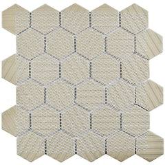 USCT White 2 inch Hexagon Porcelain Mosaic Wall Tile for Kitchen Backsplash, Bathroom Shower, Accent Wall-  10pcs/carton (10 sq ft)