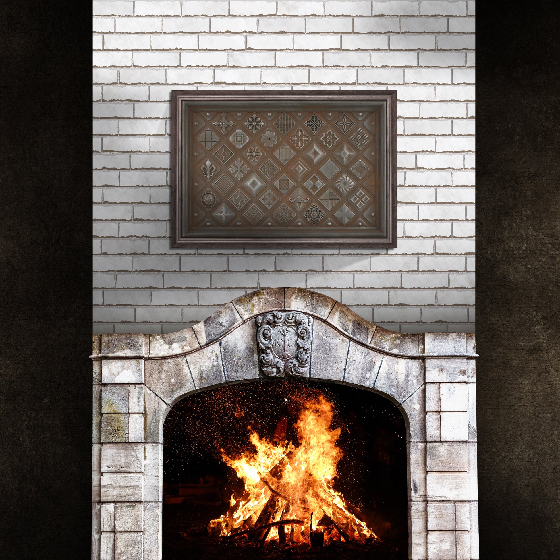 12x18 inch Potpourri Mix Hand Made Textured Premium Metal Decorative Mural Tile for Kitchen Backsplash and Fireplace (Rust)