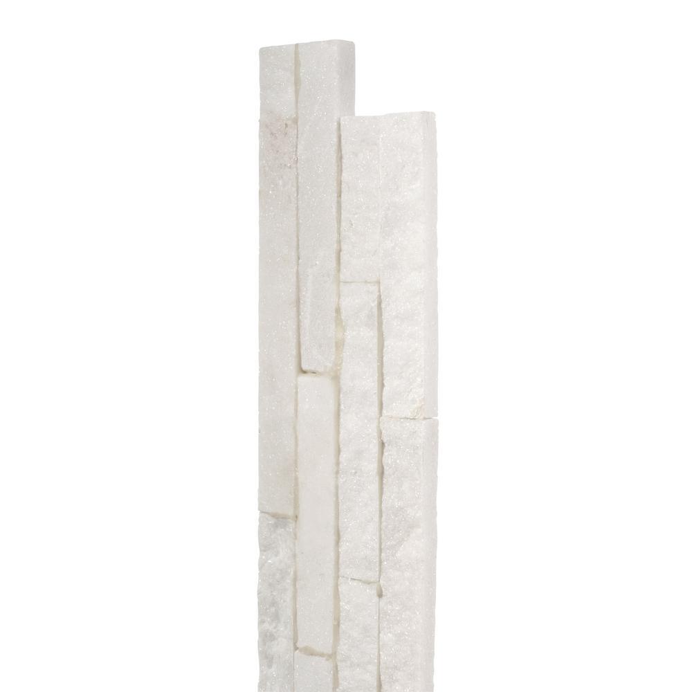 Arctic White Ledger Wall Panel 6 in. x 24 in. Natural Marble Wall Tile for Accent Walls Kitchen Backsplash Fireplace