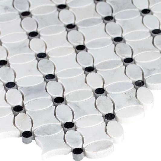 MSI Florita 13.2 in. x 13.2 in. x 10mm Polished Marble Mesh-Mounted Mosaic Tile (12.10 sq. ft. / case)