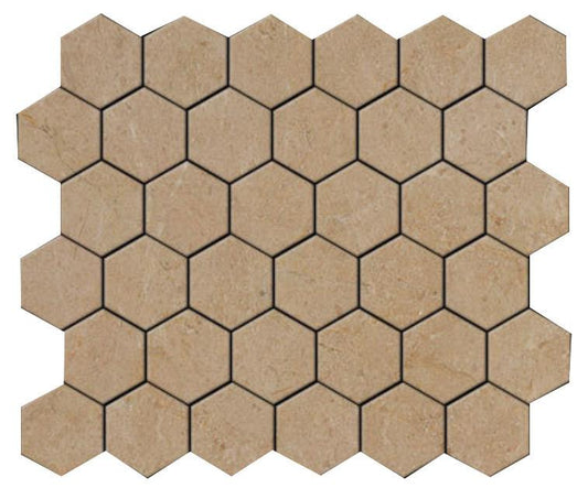 Crema Marfil Marble 2" Hexagon Mosaic Tile Polished