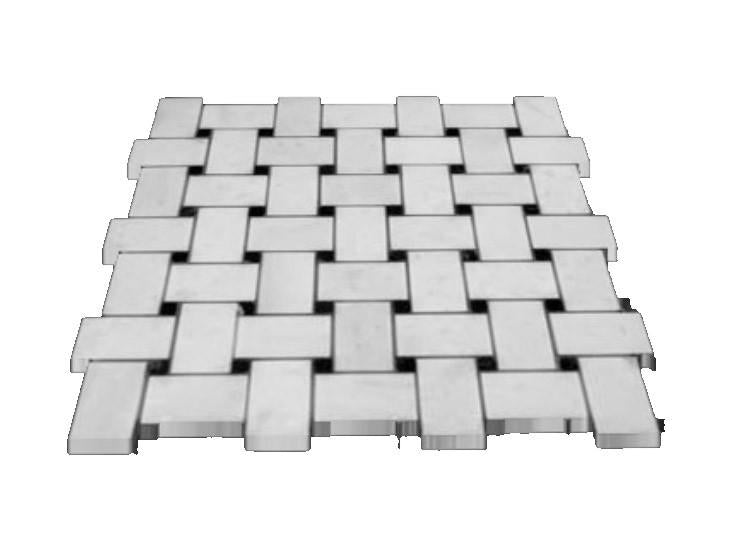 Statuary Crystal Marble Italian White Statuario Basketweave Mosaic Floor Wall Tile with Nero Black Dots Polished