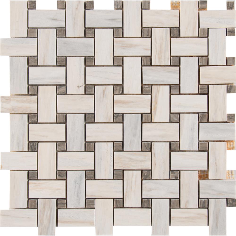 MSI Angora Basket weave Polished Marble Mesh-Mounted Mosaic Floor Wall Tile