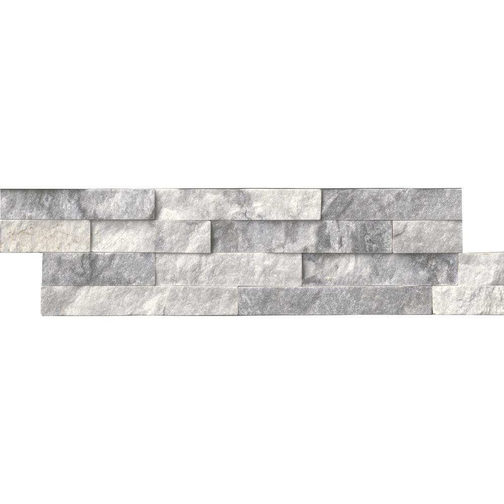 Alaska Gray Ledger Panel 6 in. x 24 in. Natural Marble Wall Tile for Accent Walls Kitchen Backsplash Fireplace