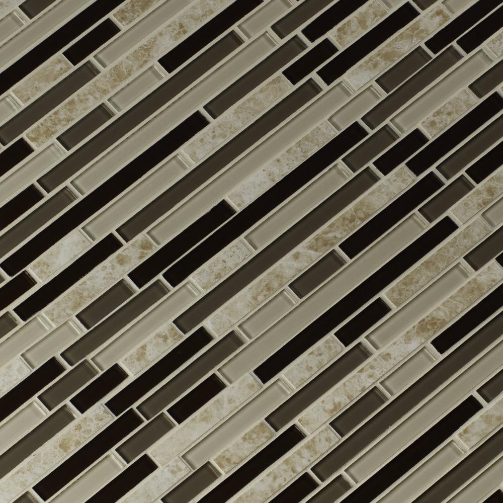 MS International Amalfi Cafe Interlocking 12 in. x 12 in. x 6 mm Glass and Porcelain Mesh-Mounted Mosaic Tile