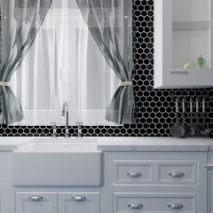 Black 2 Inch Hexagon Mosaic matte Wall Floor Tile, 10 pieces (10 Sqft)