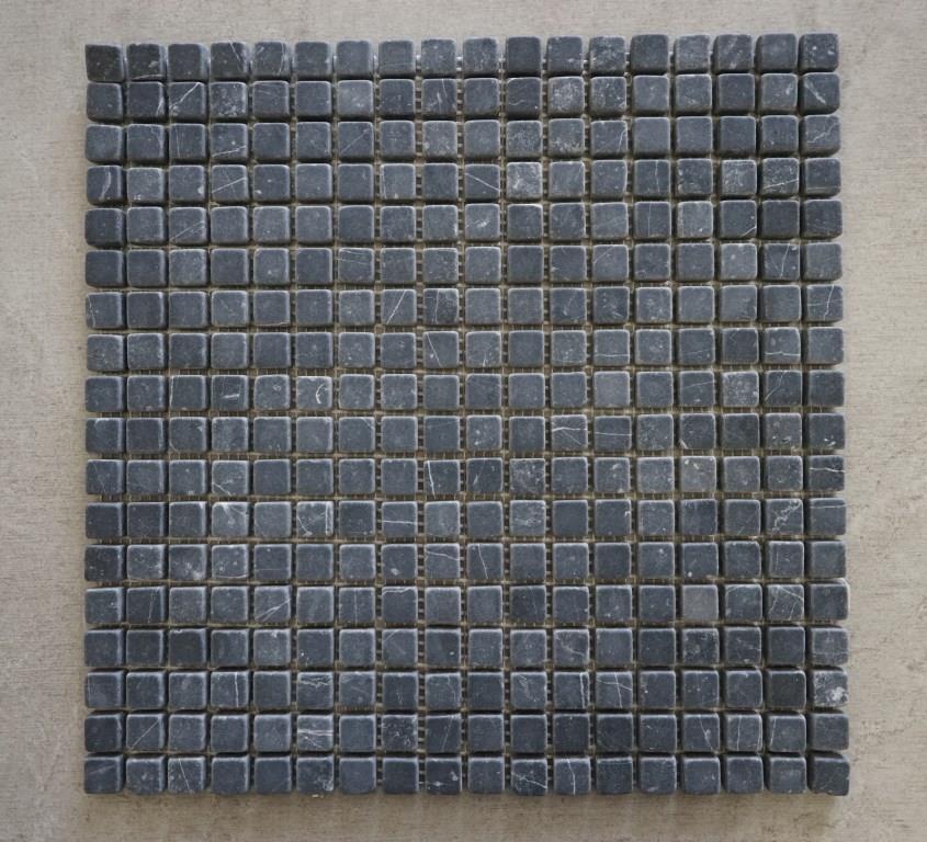 Black Square 5/8 X 5/8 Tumbled Marble Mosaic Tile